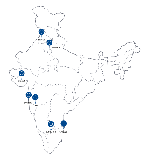 Map of India showing patvin centers
