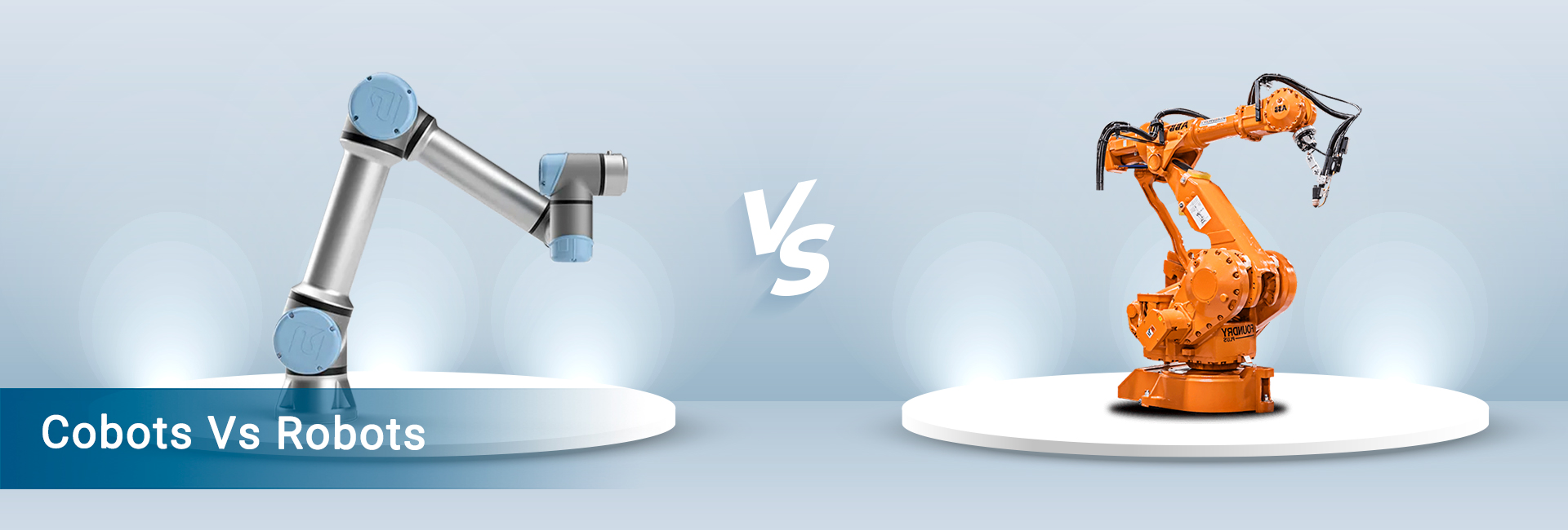 Feature image for the blog on Cobots Vs Robots